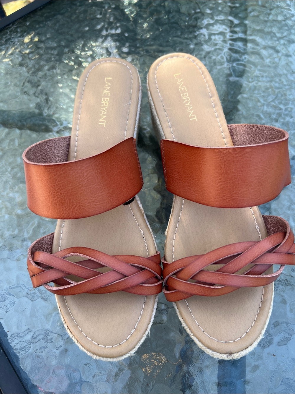 Lane Bryant Brown Braided & Wide Strap Slide Sandals 11W
